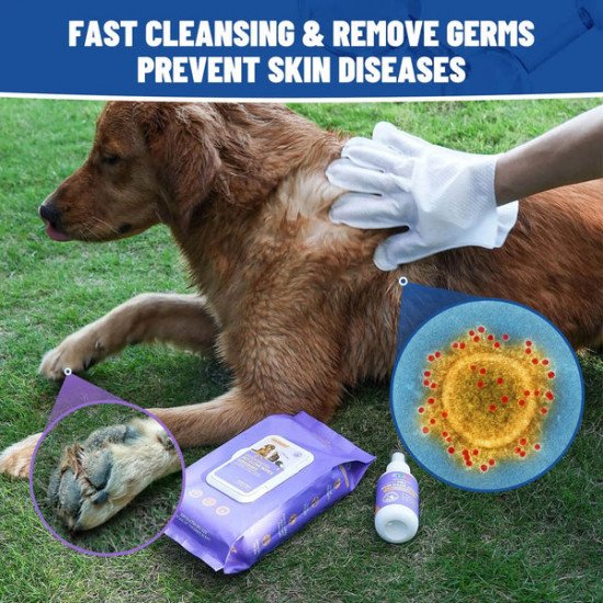 $40.78-Pet Antibacterial Cleaning Glove Wipe Set For Cats & Dogs, Deodorize, Wound & Skin Care
