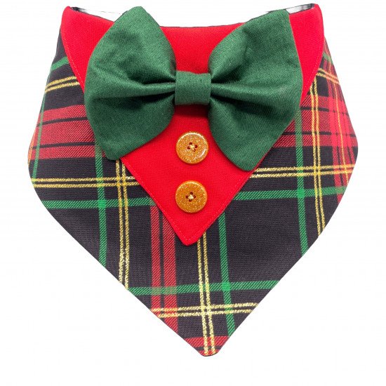 Red and Green Plaid Tuxedo Bandana